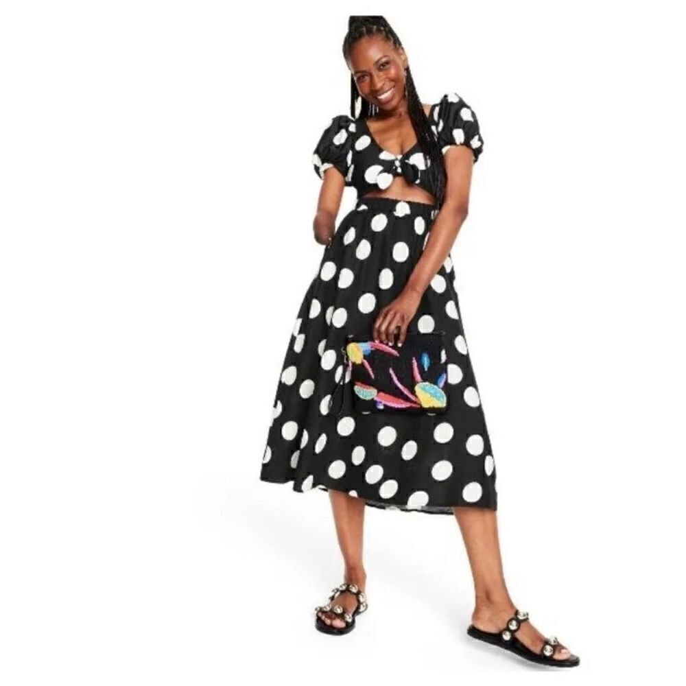 NWT Women's Tabitha Brown Black White Polka Dot Skirt